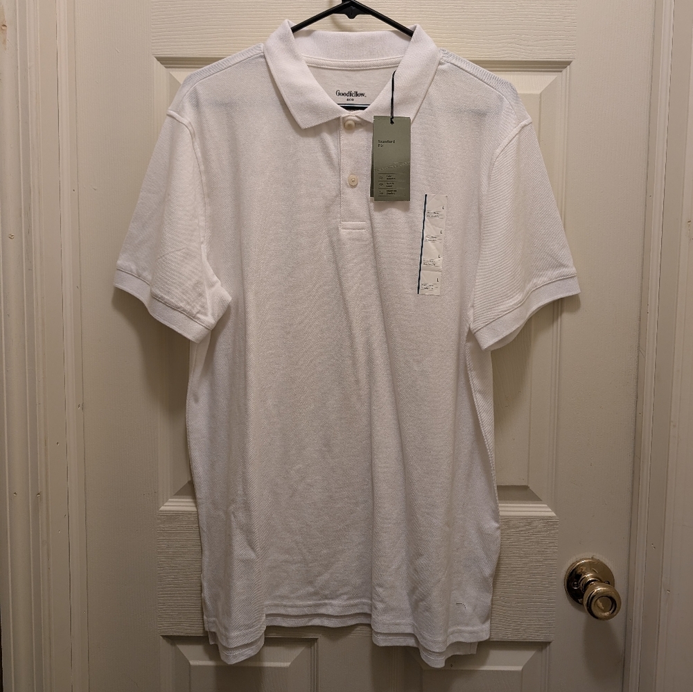 NEW! Goodfellow & Co White Casual Short Sleeve Dress Shirt/Polo Large